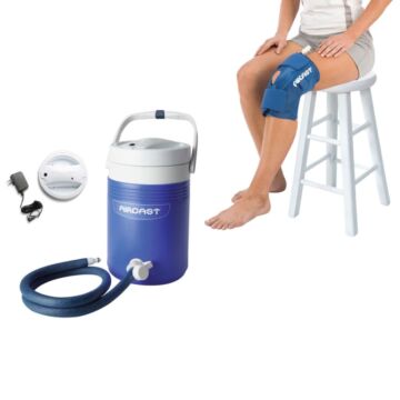 female patient on stool using cryo cuff